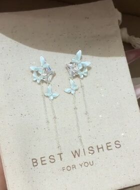 小清新森系蝴蝶流苏耳钉耳夹