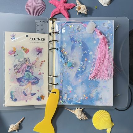 特价三渡ins风海洋活页手账本A5网红流沙古风手帐本套装diy笔记本