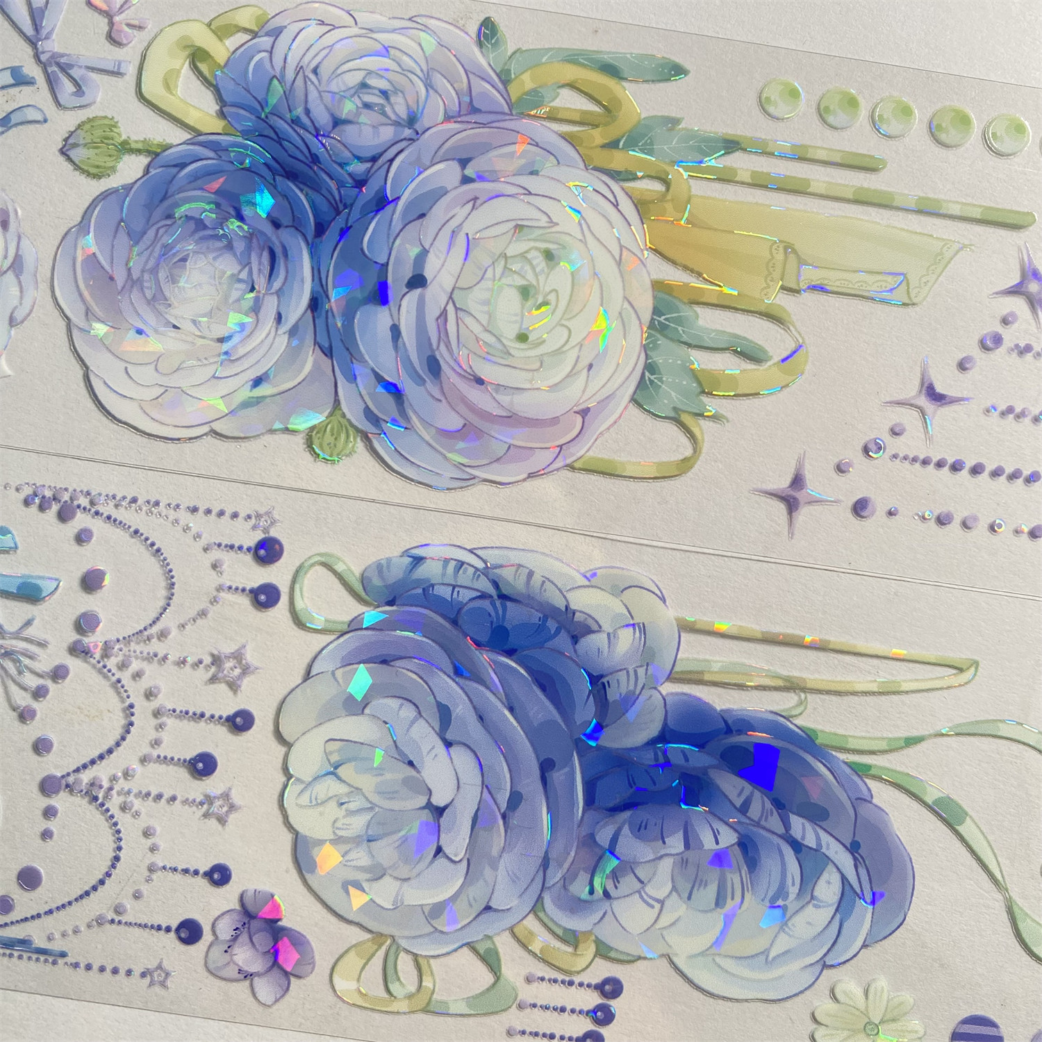 紫晶牡丹曲.手帐pet胶带立体花咕卡贝壳光流麻手账和纸拼贴纸素材