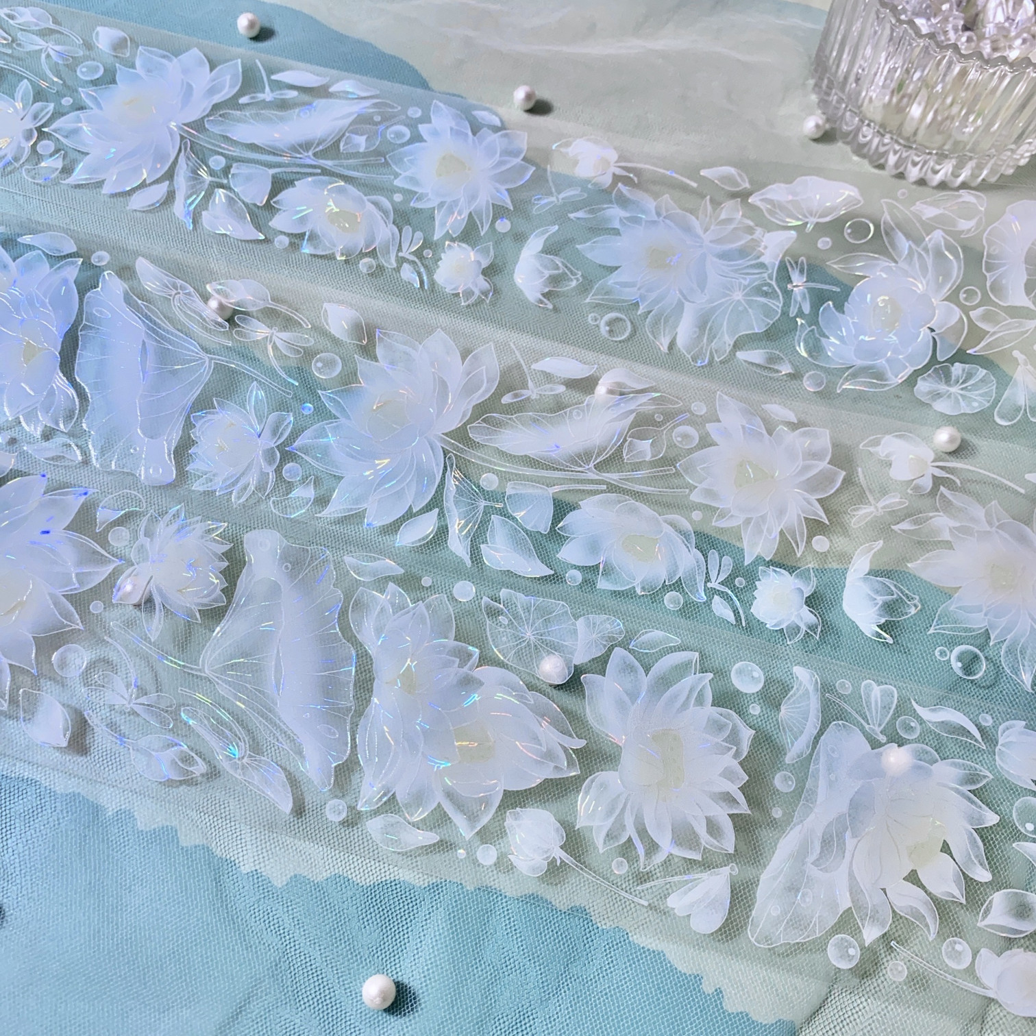 淤泥初莲.手帐pet胶带造景半透明