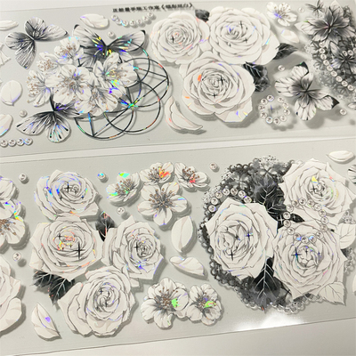 蝶影斑白手帐pet胶带清新梨花