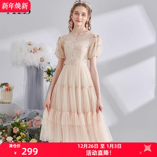 中长款 蕾丝重工刺绣连衣裙复古气质短袖 仙女裙 新款 艾丽丝2025夏季