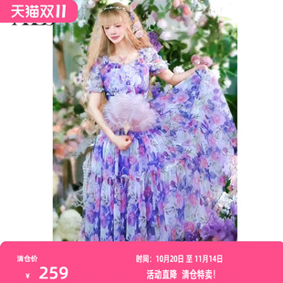 浪漫紫色碎花连衣裙女仙气甜美减龄公主裙 法式 2025夏季 新款