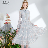 公主裙 网纱刺绣复古气质连衣裙甜美仙气中长款 艾丽丝2026春季 新款