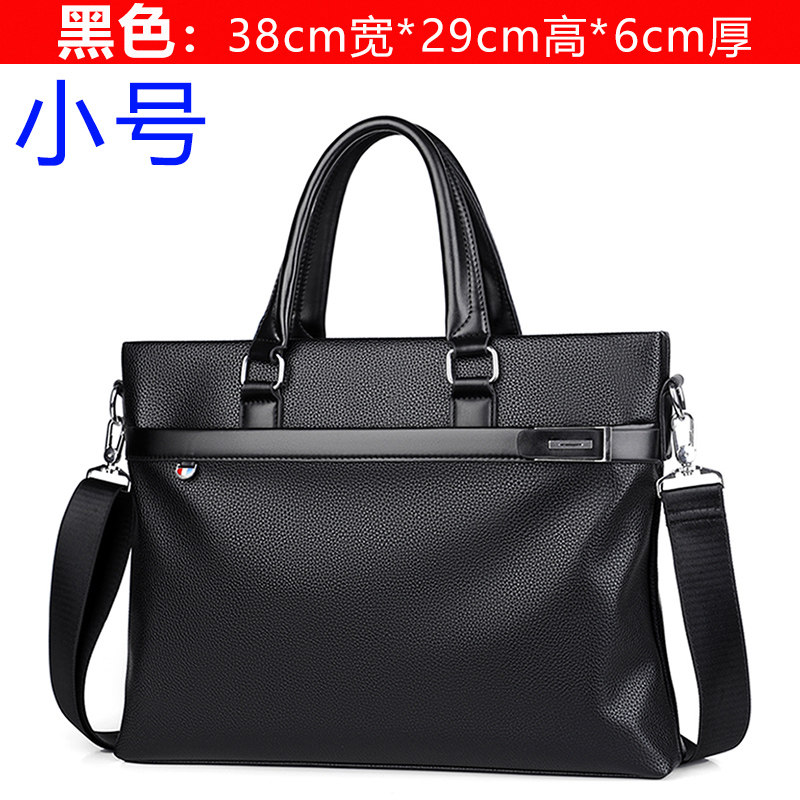 thumbnail for Large capacity business handbag men's briefcase soft leather men's bag A4 shoulder bag messenger computer bag tide cool bag
