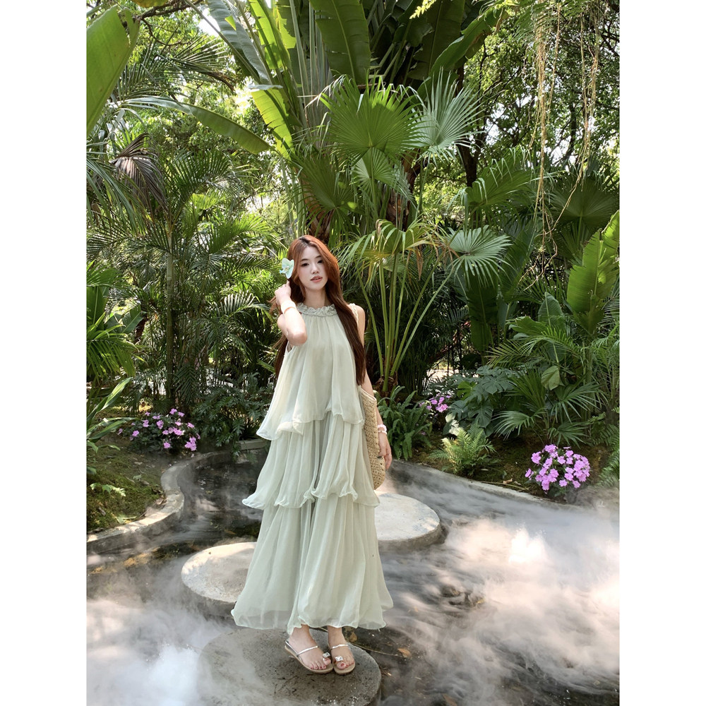 法式木耳边吊带洋装女202