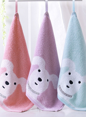 金号A类纯棉全棉方巾挂绳抹手巾无捻绣花铃铛狗柔软亲肤 G6850WH