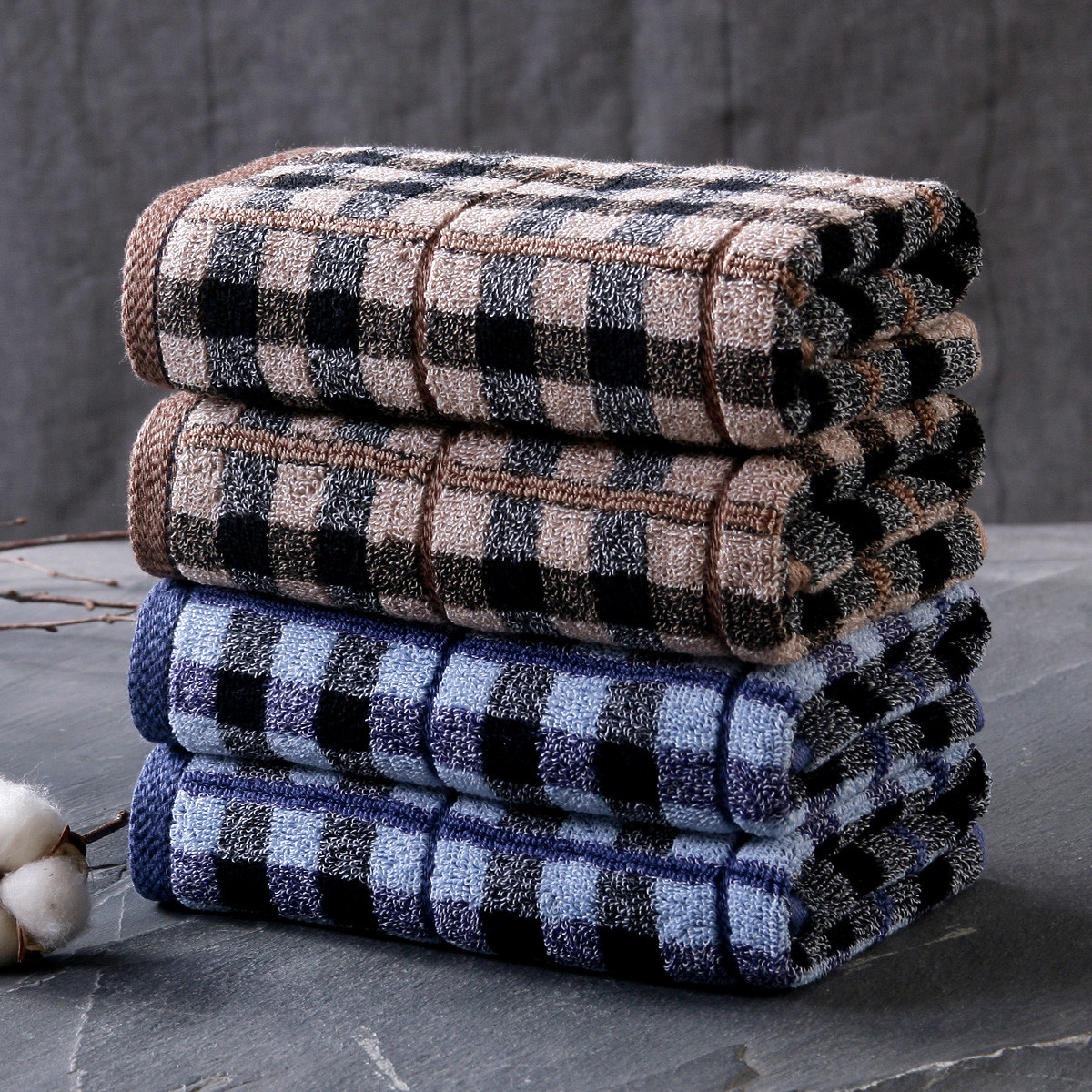 类格子系列耐脏柔软洗脸毛巾