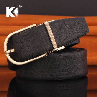 西裤 正装 潮时尚 带黑色新郎韩版 腰带男 皮带男真皮针扣咖色青年裤