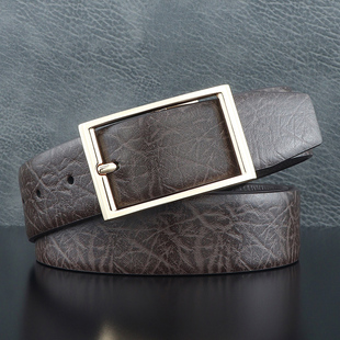 咖色棕色商务皮带男头层皮韩版 带 方形针扣腰带百搭青年西服结婚裤