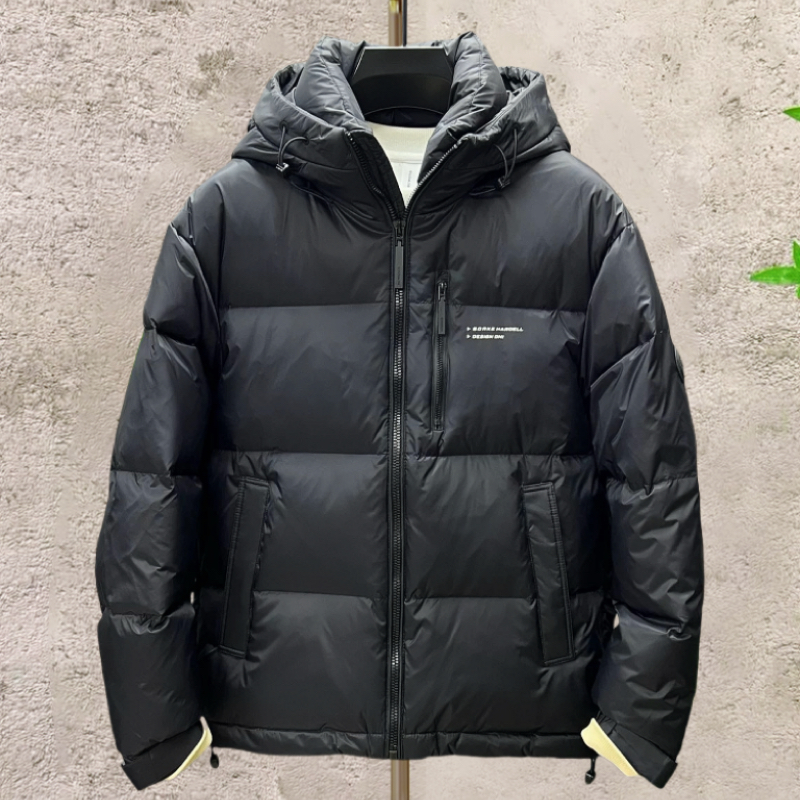 连帽羽绒服男冬季新款潮流宽松休闲男士上衣白鸭绒外套百搭纯色潮