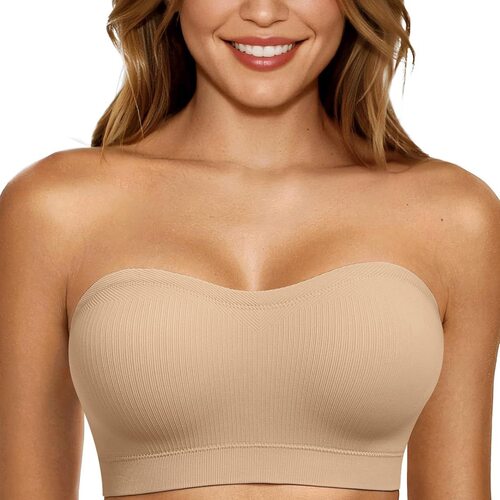 Push Up Strapless Bras for Women Supportive Bandeau Bra Non