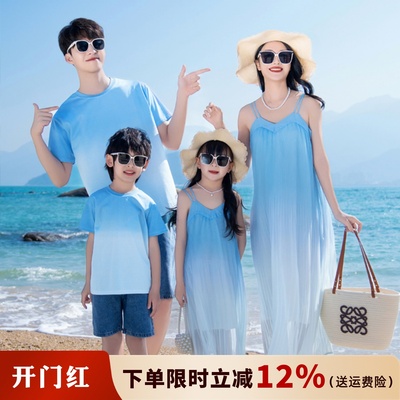 亲子装短袖T恤母子母女装沙滩裙