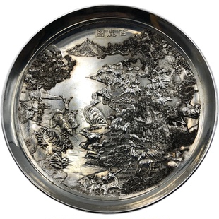 古玩杂项盘子 十二生肖 动物摆件微大号家居鎏金鎏银工艺装饰品