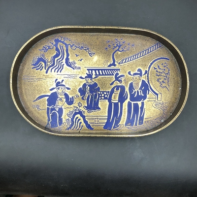 铜茶盘中式茶几复古怀旧古典