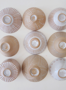 白色刻纹粗陶茶杯系列[允蕥集|流云白] 纯手工拉坯2021.3总览