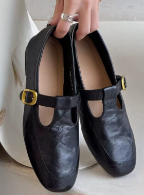 跟高2.5cm 2026年牛皮真皮玛丽珍真皮复古女鞋F6113-07