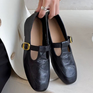 F6113 2026年牛皮真皮玛丽珍真皮复古女鞋 跟高2.5cm