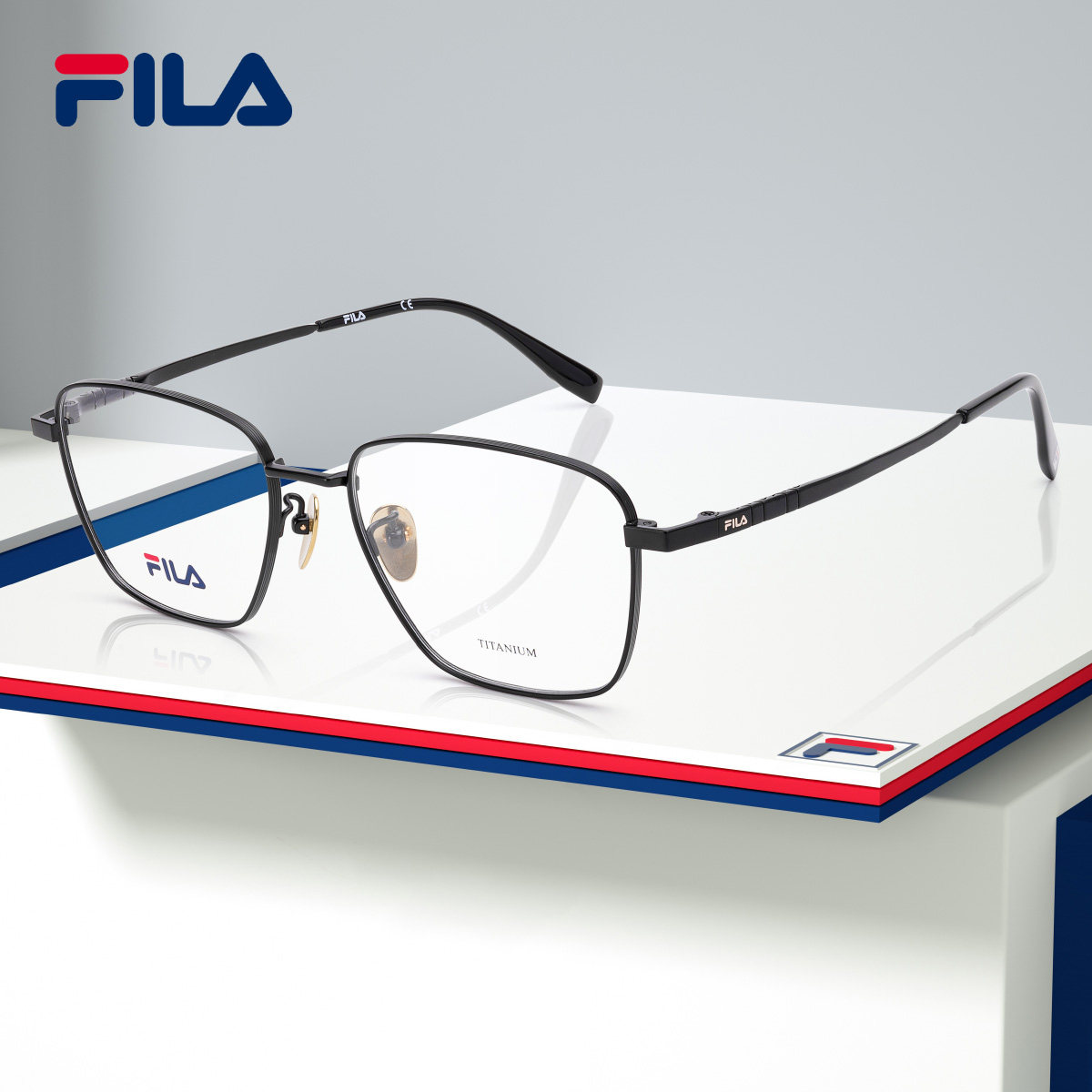 FILA纯钛商务眼镜框男斐乐费跃VFI741F时尚大脸近视镜架可配度数