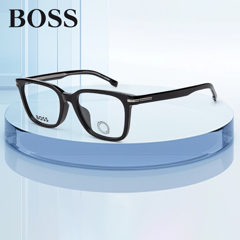 BOSS时尚百搭黑色方形板材眼镜架