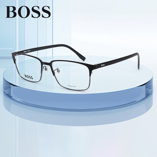 BOSS方形商务钛合金眉线男女眼镜