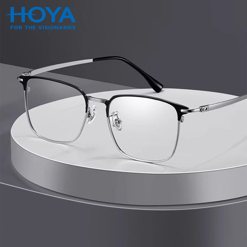 HOYA豪雅镜片经典方形超轻防蓝光可配度数镜片潮流男镜框架895