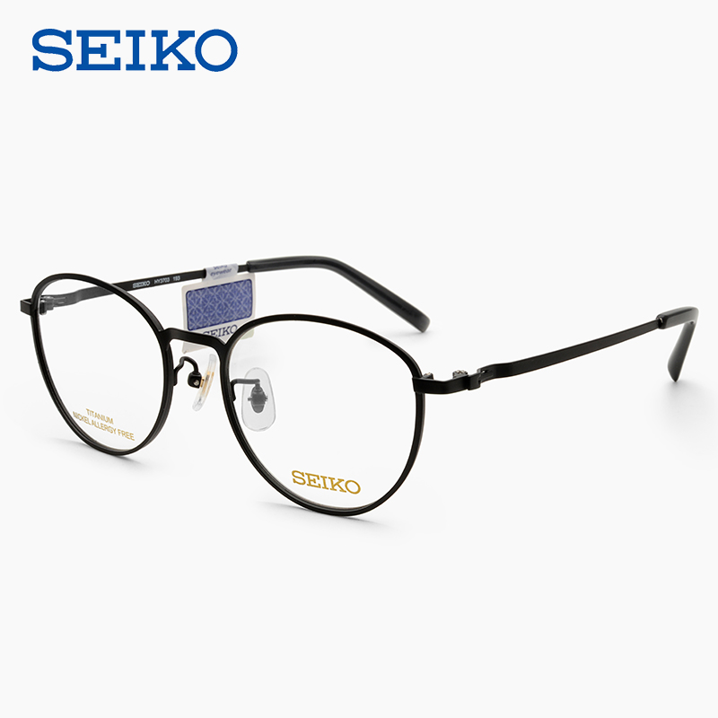 精工超轻钛架眼镜框男女复古圆框