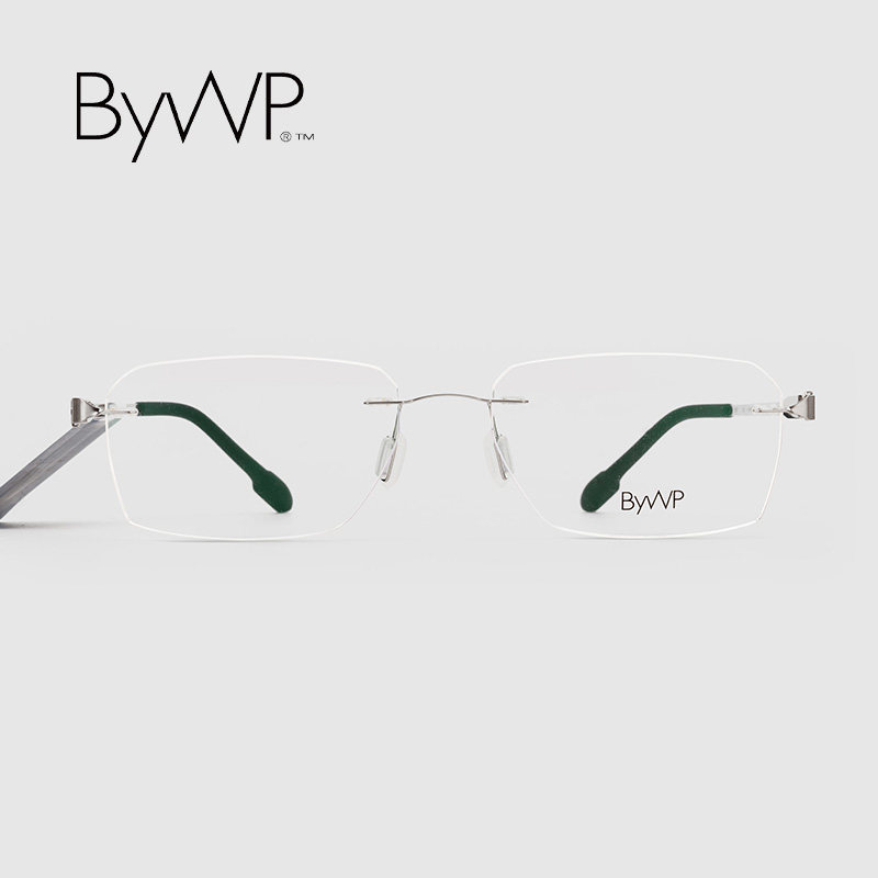 德国BYWP近视眼镜银色BY7060金色BY7063商务无框方形镜片光学镜架
