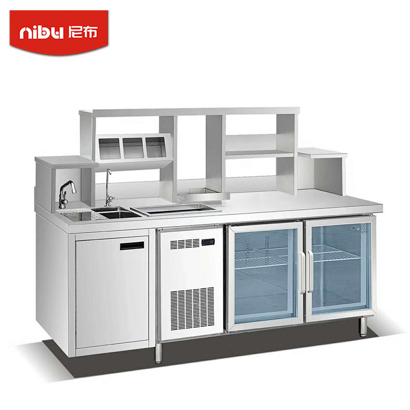 尼布冷藏柜工作台保鲜操作台冰柜商用冰箱双温保鲜柜奶茶店设备
