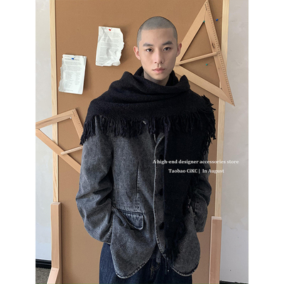 小众设计纯色流苏破感三角围