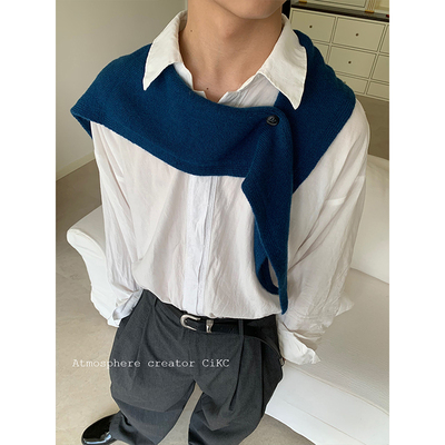 定制静谧蓝澳洲进口纯羊毛披肩