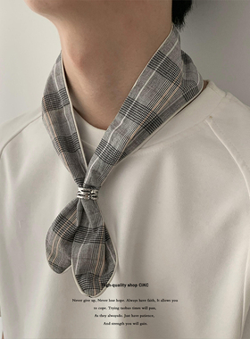 日系复古简约小领巾男女百搭装饰丝巾时髦细围巾多功能时髦小领带