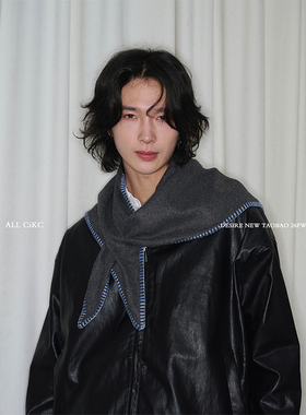 CiKC 原创小众锁边穿插三角围巾男女秋冬时髦个性披肩叠带领巾潮