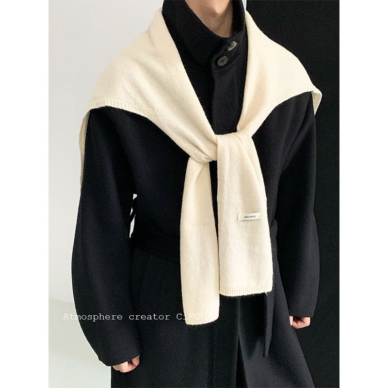 古董白经典纯色高品质纯羊毛披肩