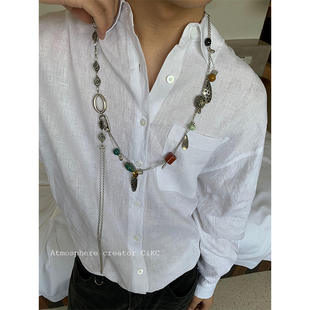 中古质感时髦复古百搭项链多功能腰链嘻哈长款项链腰封裤子佩饰潮