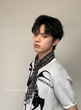 CiKC 自制日系复古三角巾男女y2k千禧时髦领巾小众博主风三角围巾