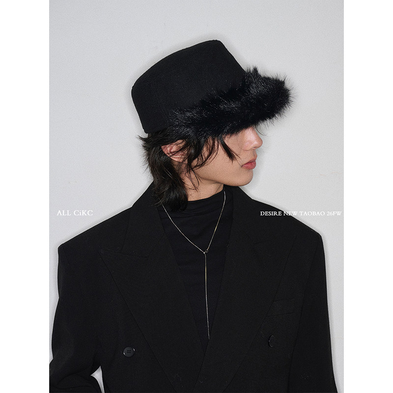 韩国时髦仿皮草骑士帽