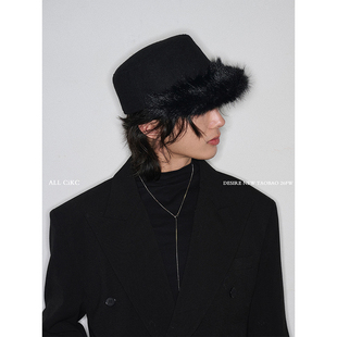 CiKC 韩国时髦仿皮草骑士帽男女秋冬小众设计马术帽高级感个性潮