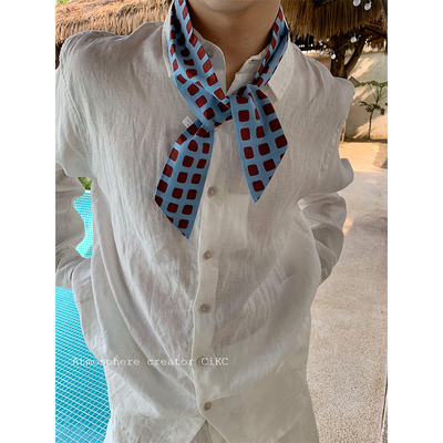 小众简约设计款格子丝巾领巾