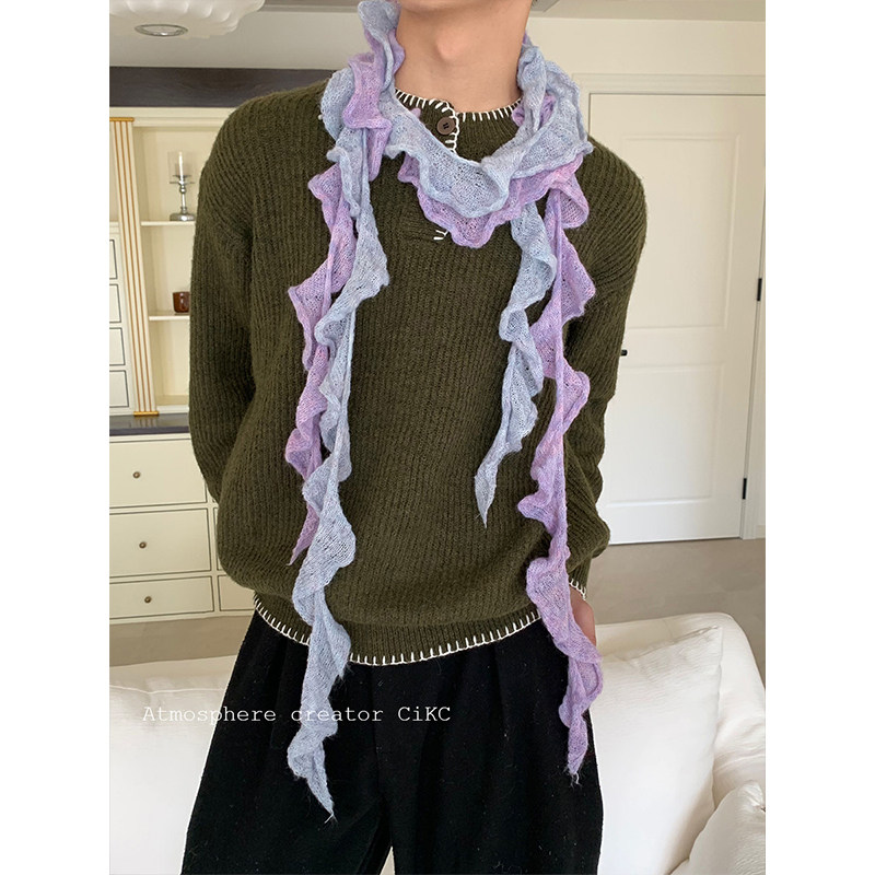 小众设计不规则螺旋围巾