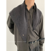 定制气质灰 100%WOOL纯羊毛围巾披肩男女秋冬气质保暖围巾小众潮