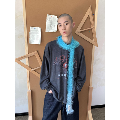 叠穿氛围感毛绒针织细围巾