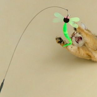 猫咪长杆仿真蜻蜓虫子逗猫棒头自嗨加长钢丝逗猫杆仙女逗猫棒玩具