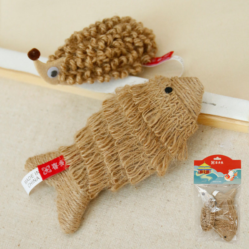 猫咪毛毡麻绳耐抓耐咬鱼自嗨宠物厂家磨牙磨爪发声幼猫刺猬玩具,宠物/宠物食品及用品,逗猫棒,淘宝优惠券,粉丝福利购,淘宝优惠卷