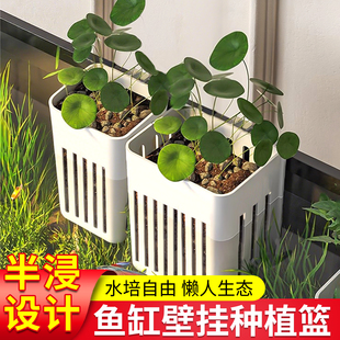 鱼缸造景水培植物装饰摆件挂篮种植篮定植篮镂空水草控根专用花盆