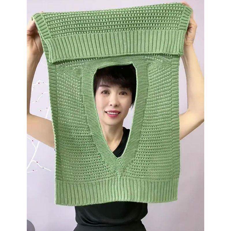 套头针织披肩夏季新款百搭时尚外搭空调披肩保暖护肩针织马甲外套