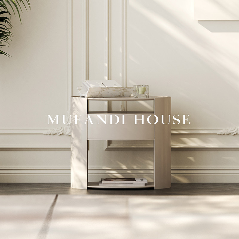 慕梵迪浅灰烤漆床头柜轻奢卧室储物柜高级感设计师家用高端床边柜,住宅家具,床头柜,淘宝优惠券,粉丝福利购,淘宝优惠卷