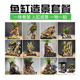 鱼缸造景骨架设计套餐懒人造景入缸成景一物一拍鱼缸装饰原生缸