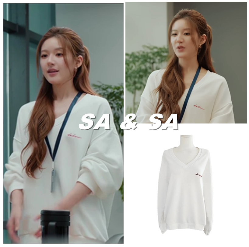 赵露思许妍同款V领纯棉加绒卫衣