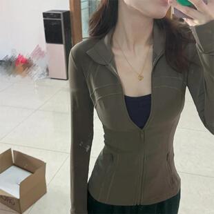 鱼骨瑜伽服外套女早春天骑行服修身健身春季穿搭女款紧身运动上衣